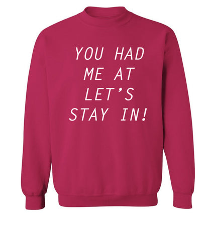 You had me at let's stay in Adult's unisex pink Sweater 2XL