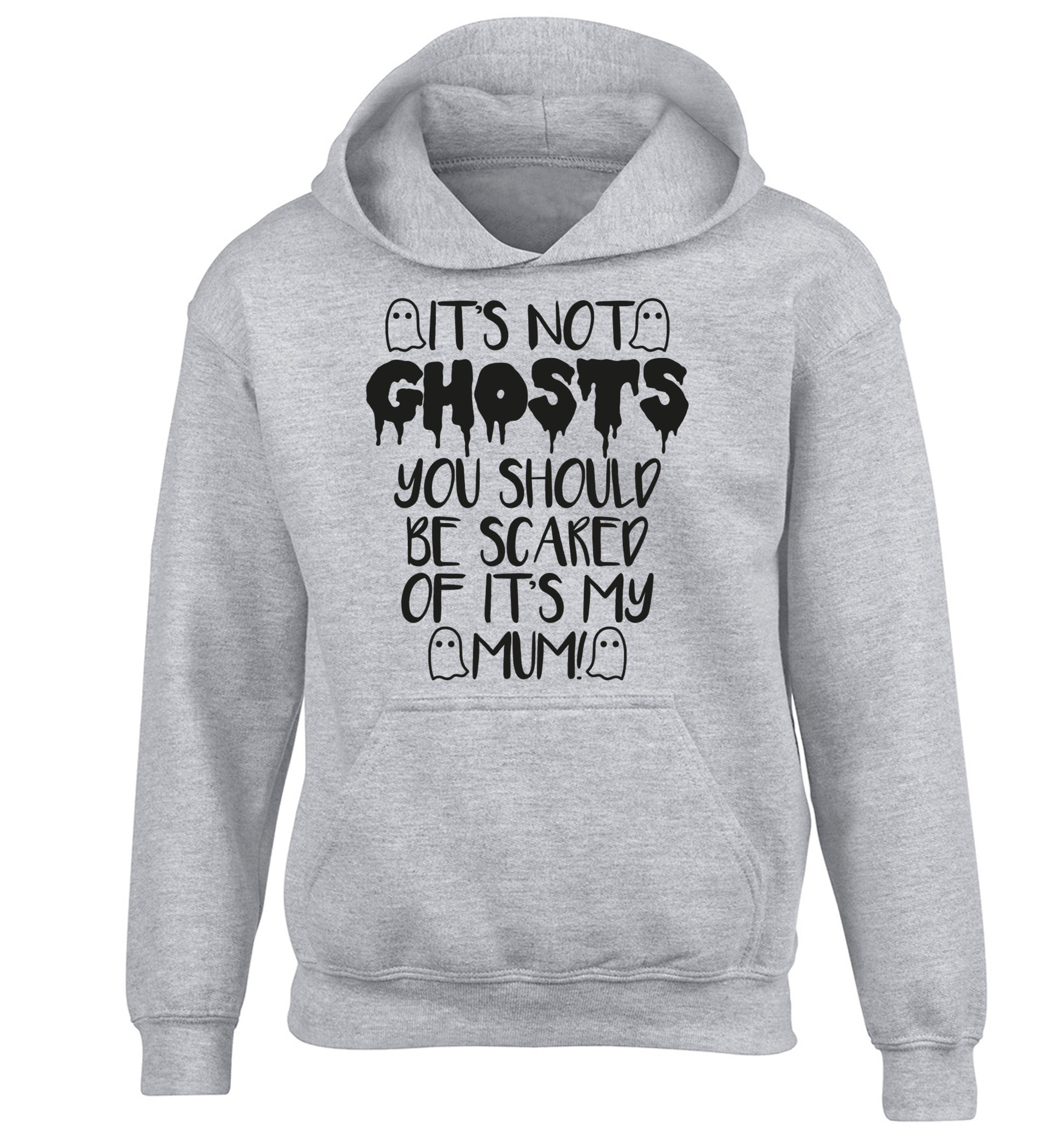 It's not ghosts you should be scared of it's my mum! children's grey hoodie 12-14 Years