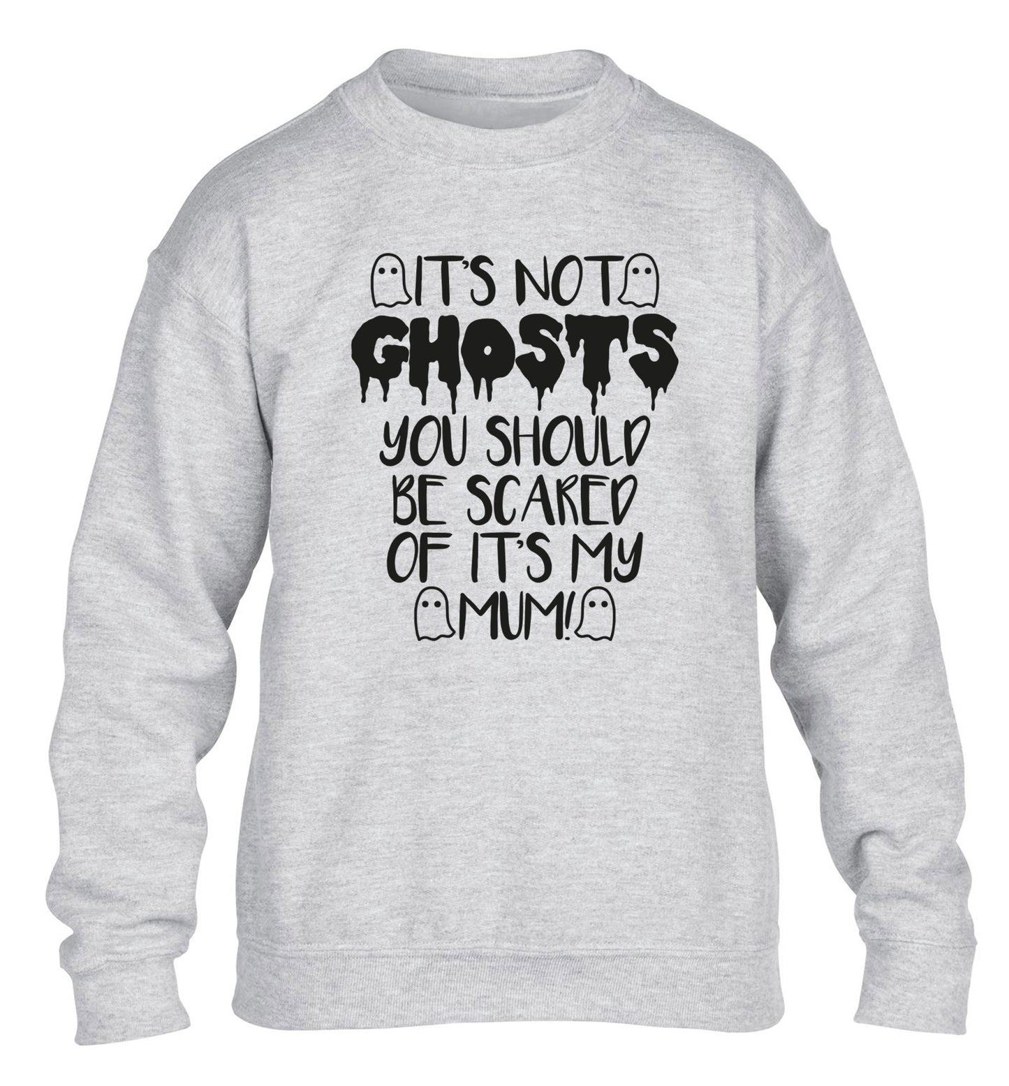 It's not ghosts you should be scared of it's my mum! children's grey sweater 12-14 Years
