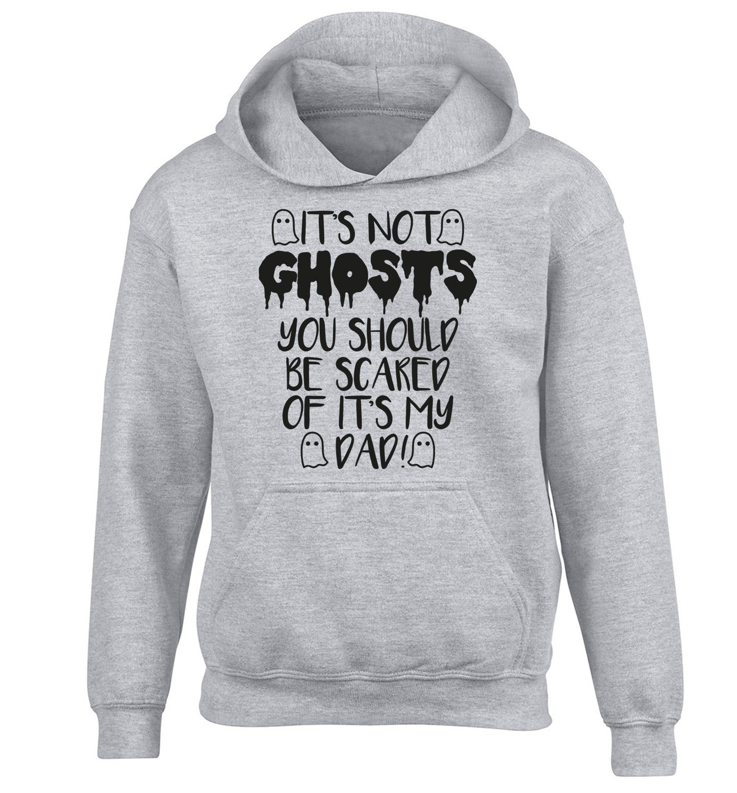It's not ghosts you should be scared of it's my dad! children's grey hoodie 12-14 Years