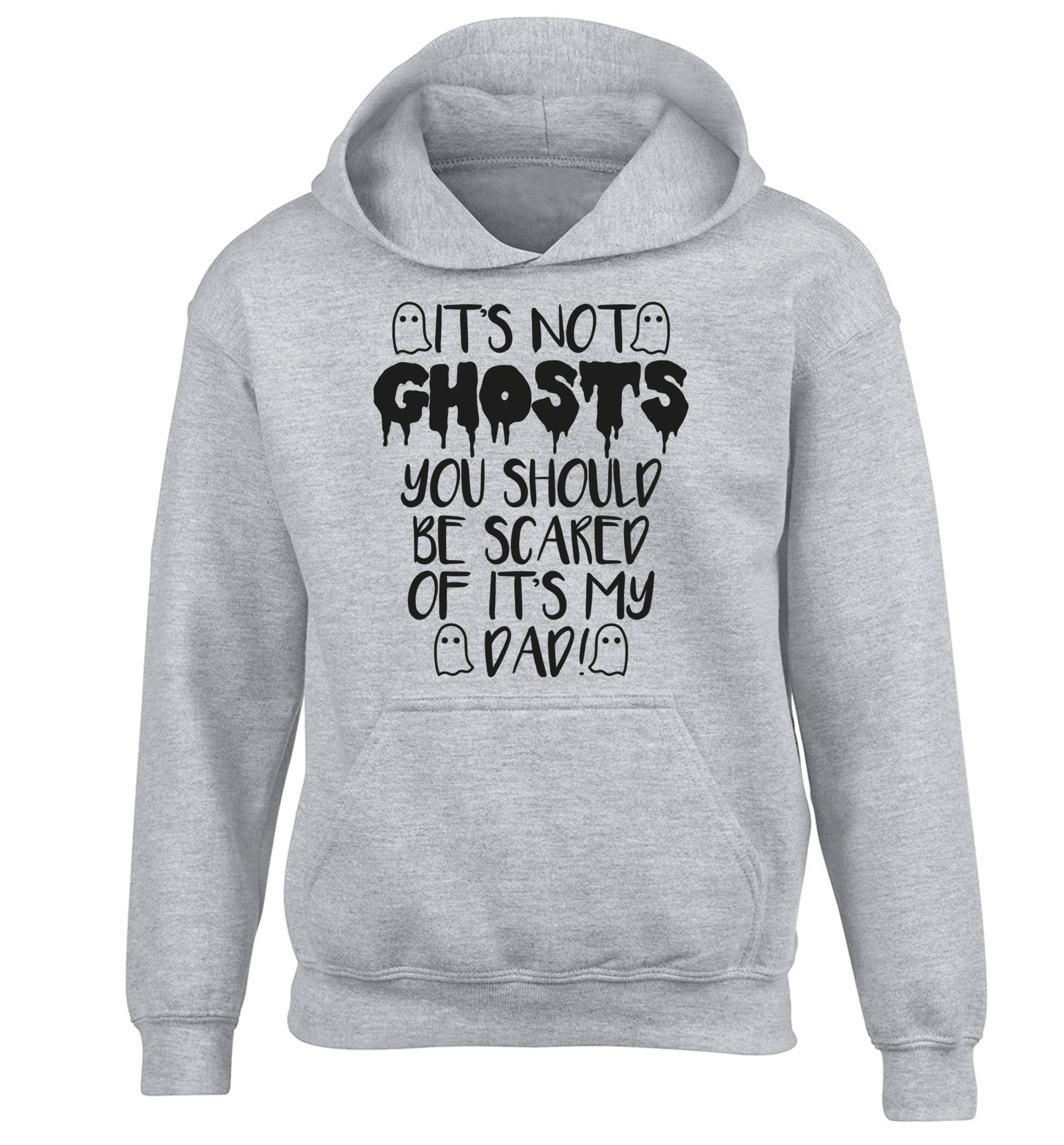 It's not ghosts you should be scared of it's my dad! children's grey hoodie 12-14 Years