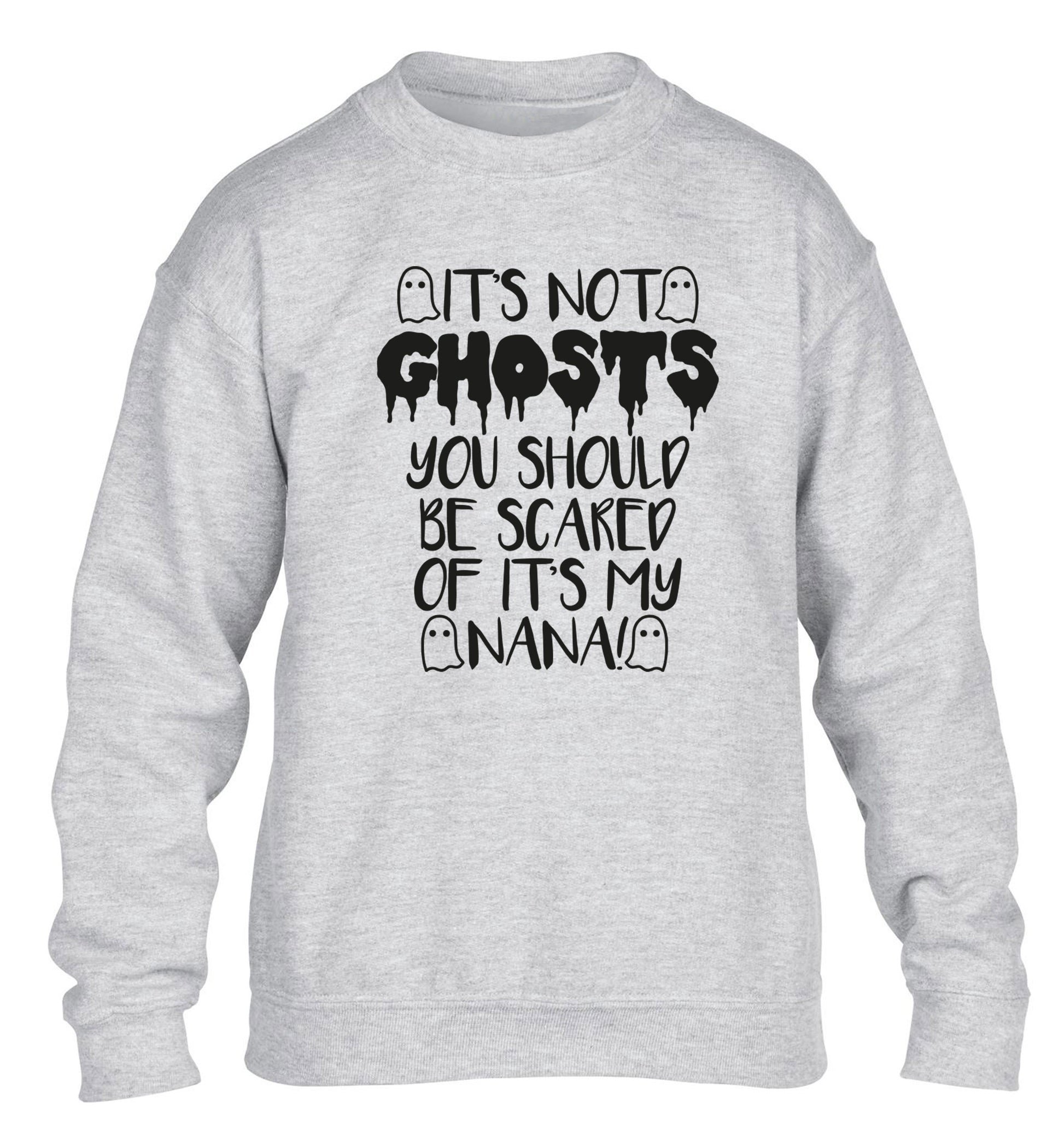 It's not ghosts you should be scared of it's my nana! children's grey sweater 12-14 Years