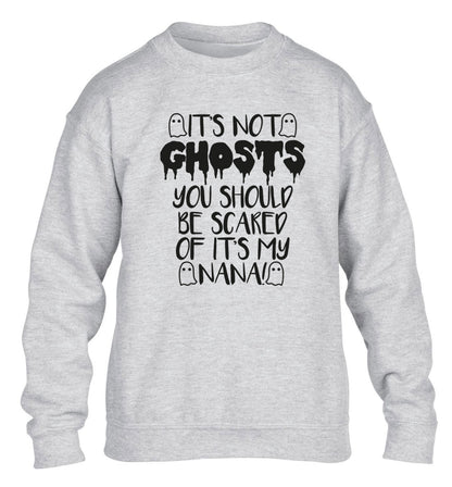 It's not ghosts you should be scared of it's my nana! children's grey sweater 12-14 Years