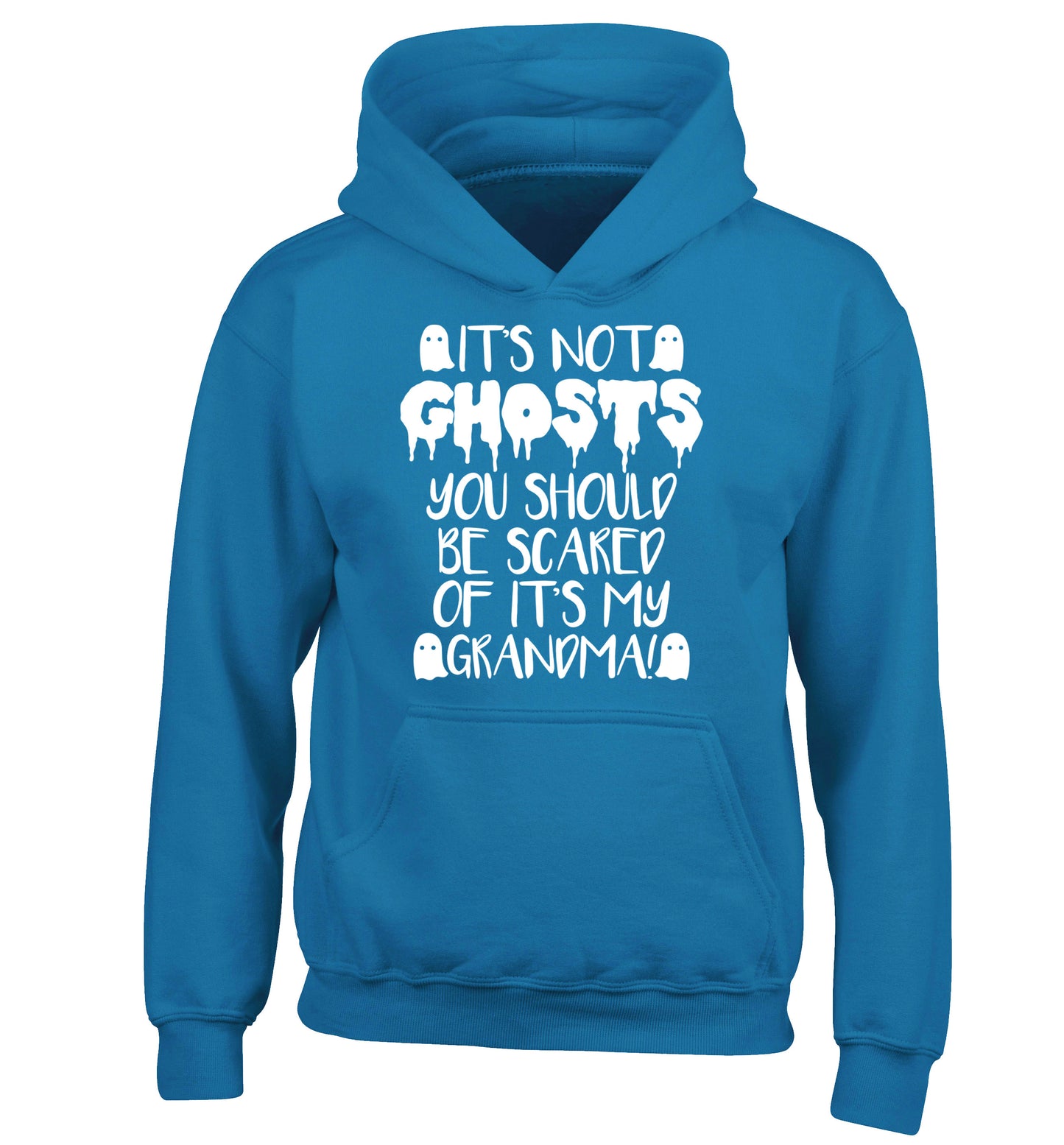 It's not ghosts you should be scared of it's my grandma! children's blue hoodie 12-14 Years