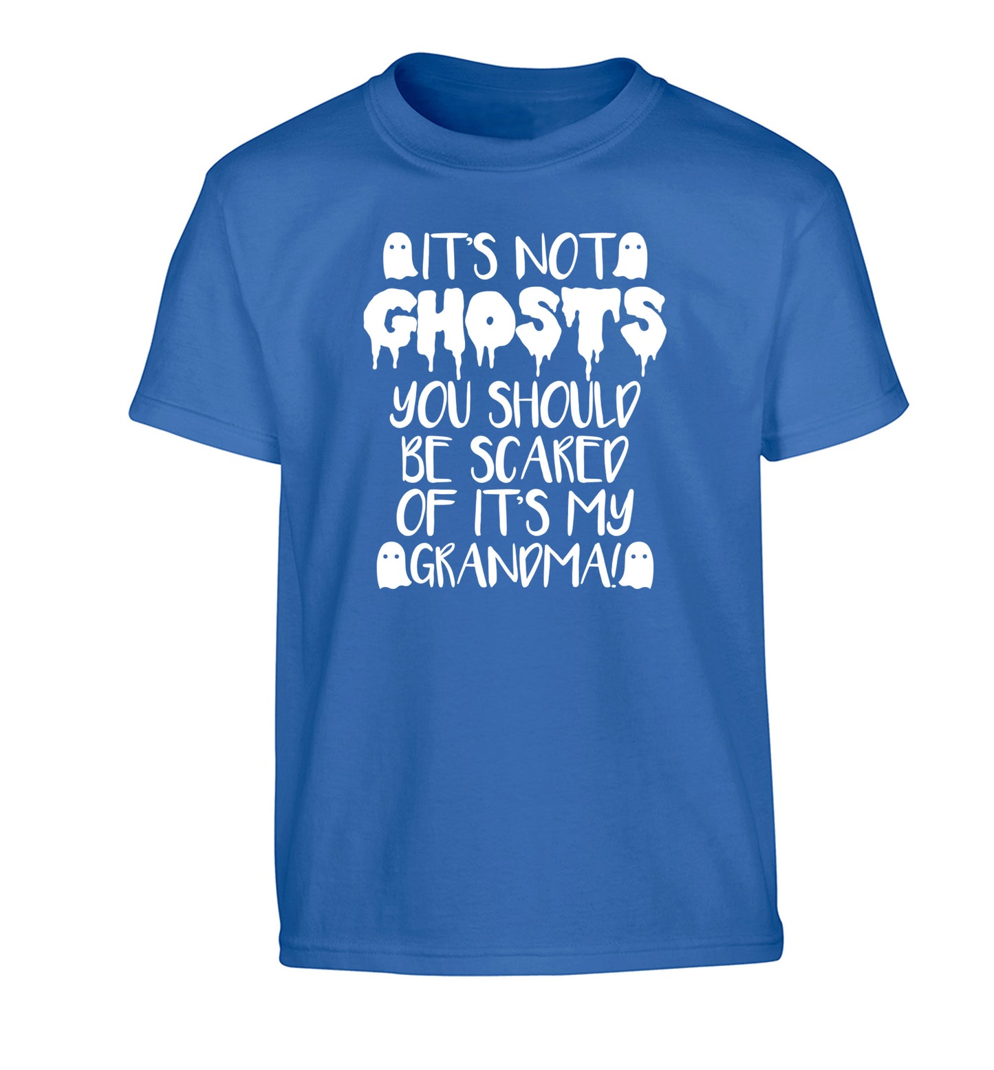 It's not ghosts you should be scared of it's my grandma! Children's blue Tshirt 12-14 Years