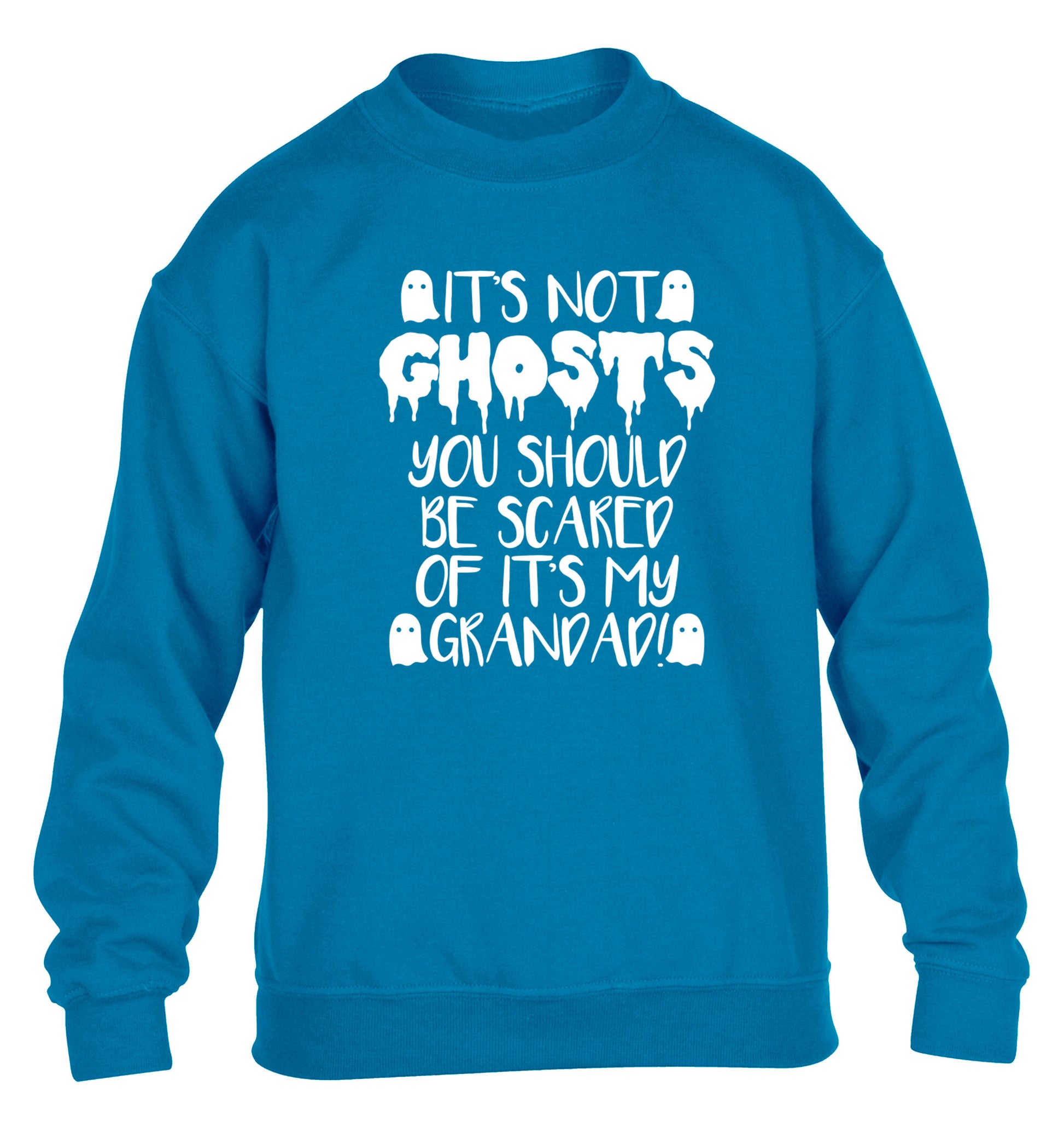 It's not ghosts you should be scared of it's my grandad! children's blue sweater 12-14 Years