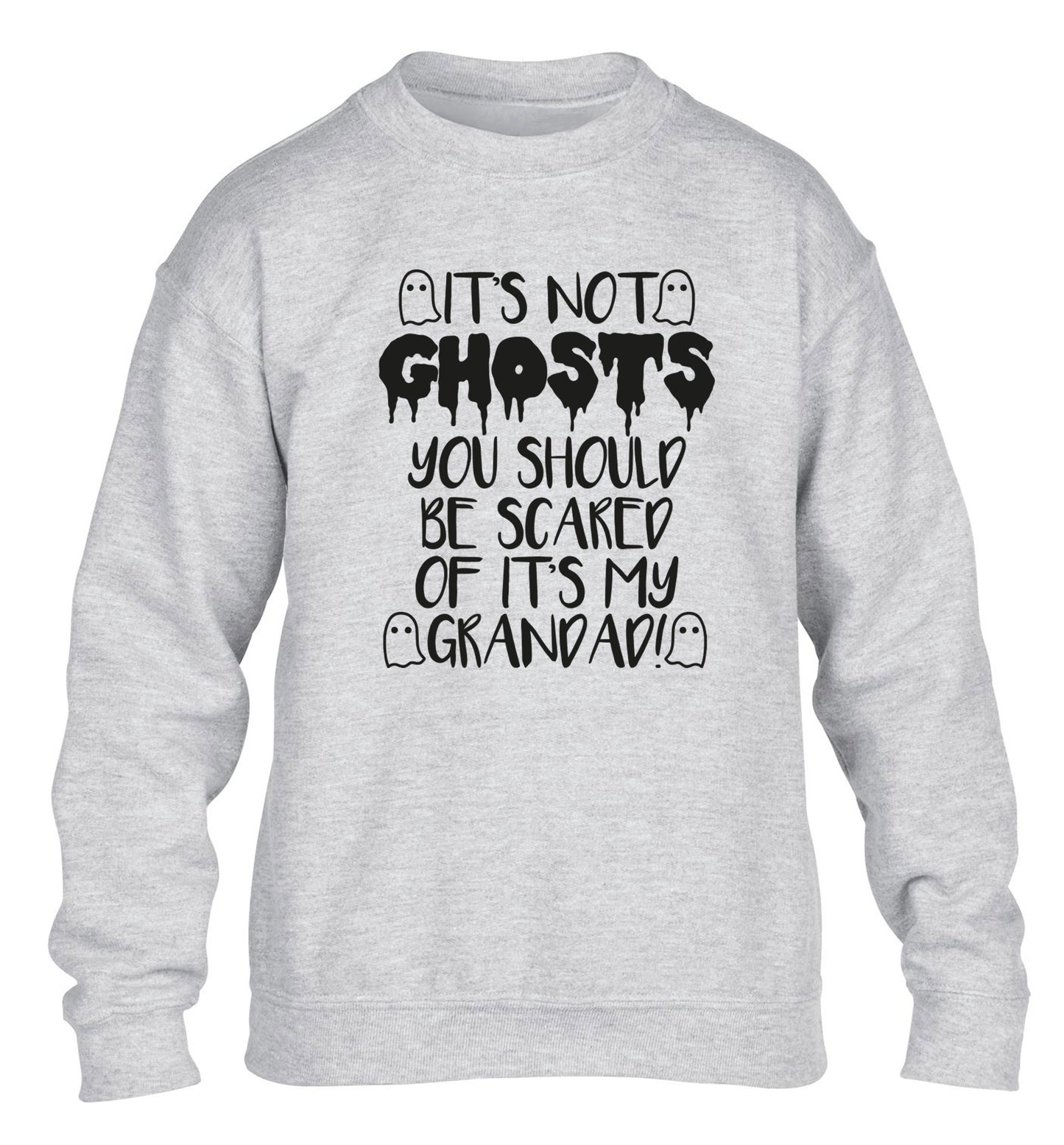 It's not ghosts you should be scared of it's my grandad! children's grey sweater 12-14 Years