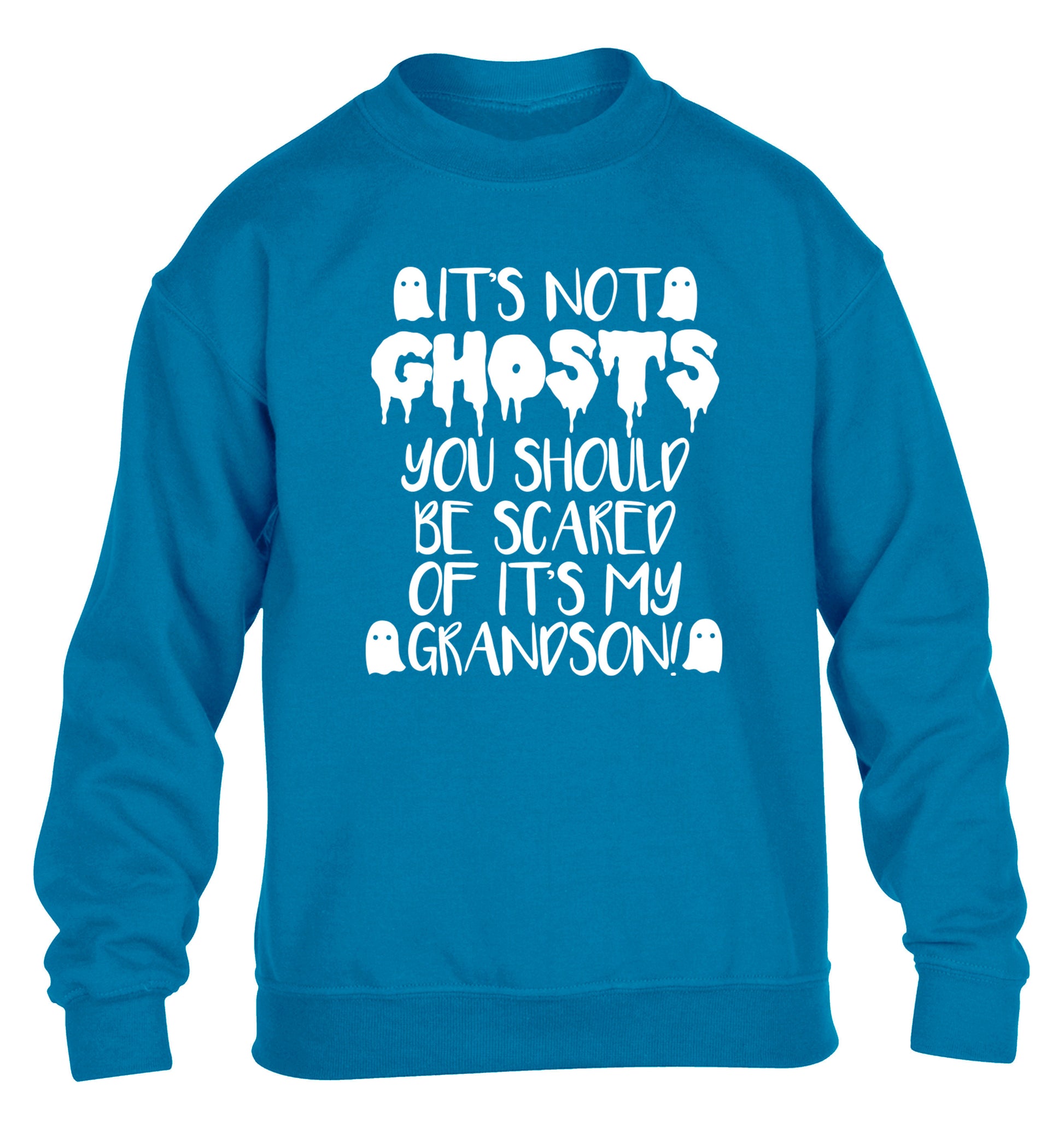 It's not ghosts you should be scared of it's my grandson! children's blue sweater 12-14 Years