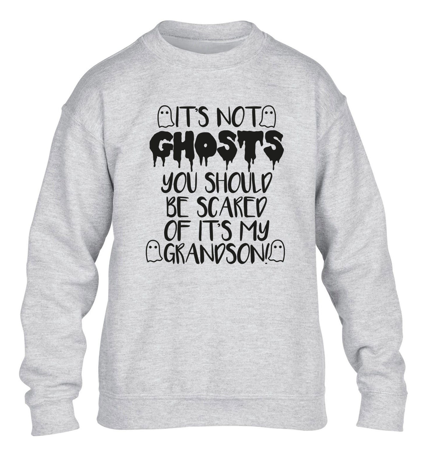 It's not ghosts you should be scared of it's my grandson! children's grey sweater 12-14 Years