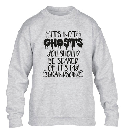 It's not ghosts you should be scared of it's my grandson! children's grey sweater 12-14 Years