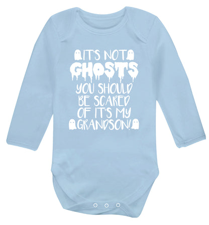 It's not ghosts you should be scared of it's my grandson! Baby Vest long sleeved pale blue 6-12 months