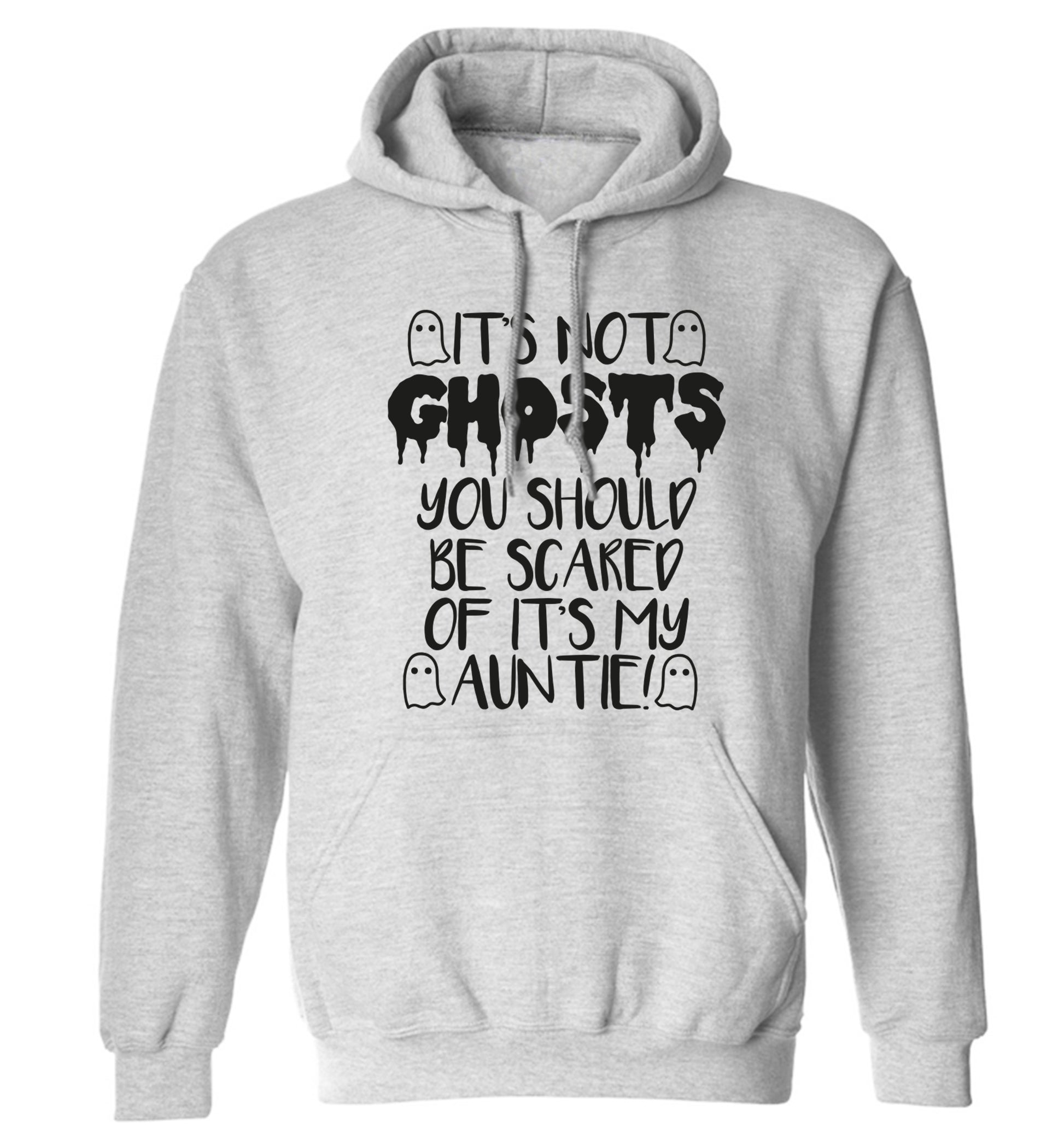 It's not ghosts you should be scared of it's my auntie! adults unisex grey hoodie 2XL