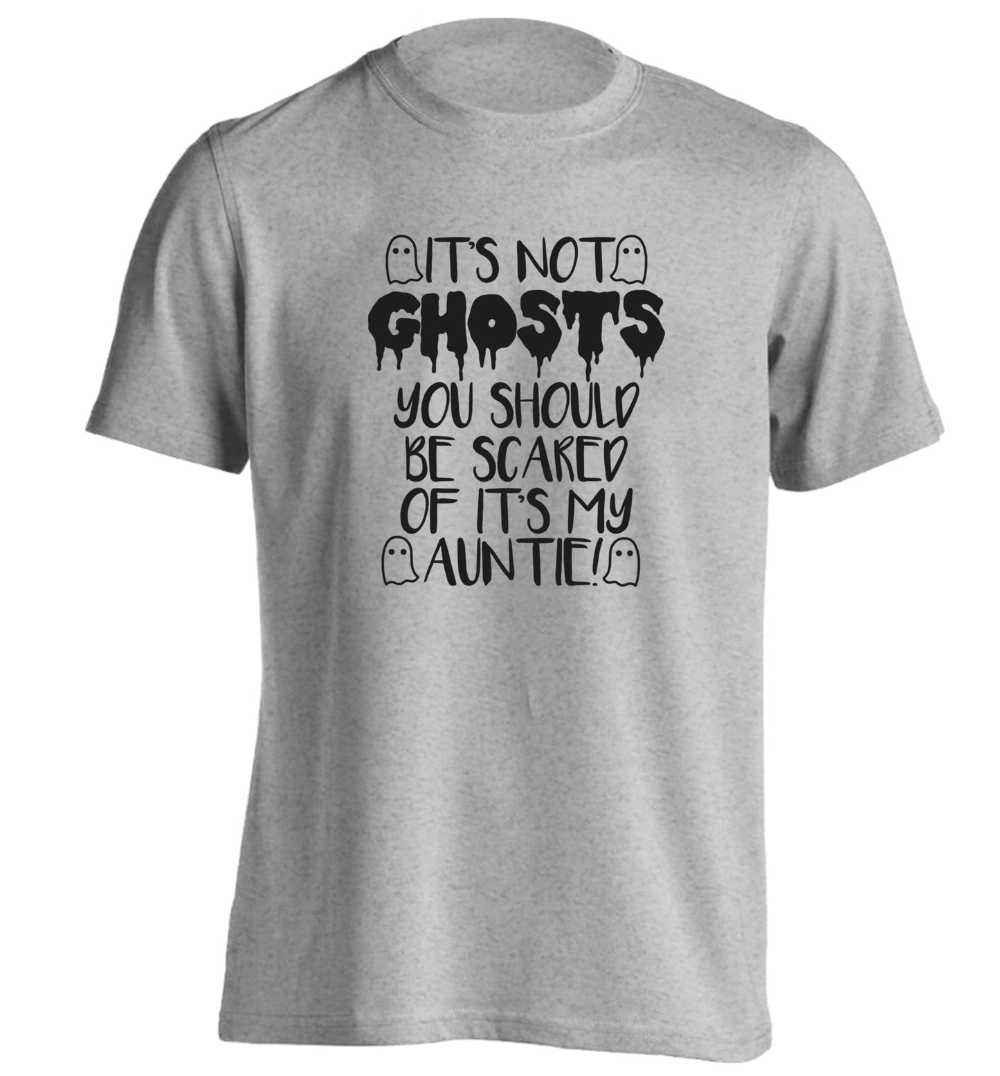 It's not ghosts you should be scared of it's my auntie! adults unisex grey Tshirt 2XL
