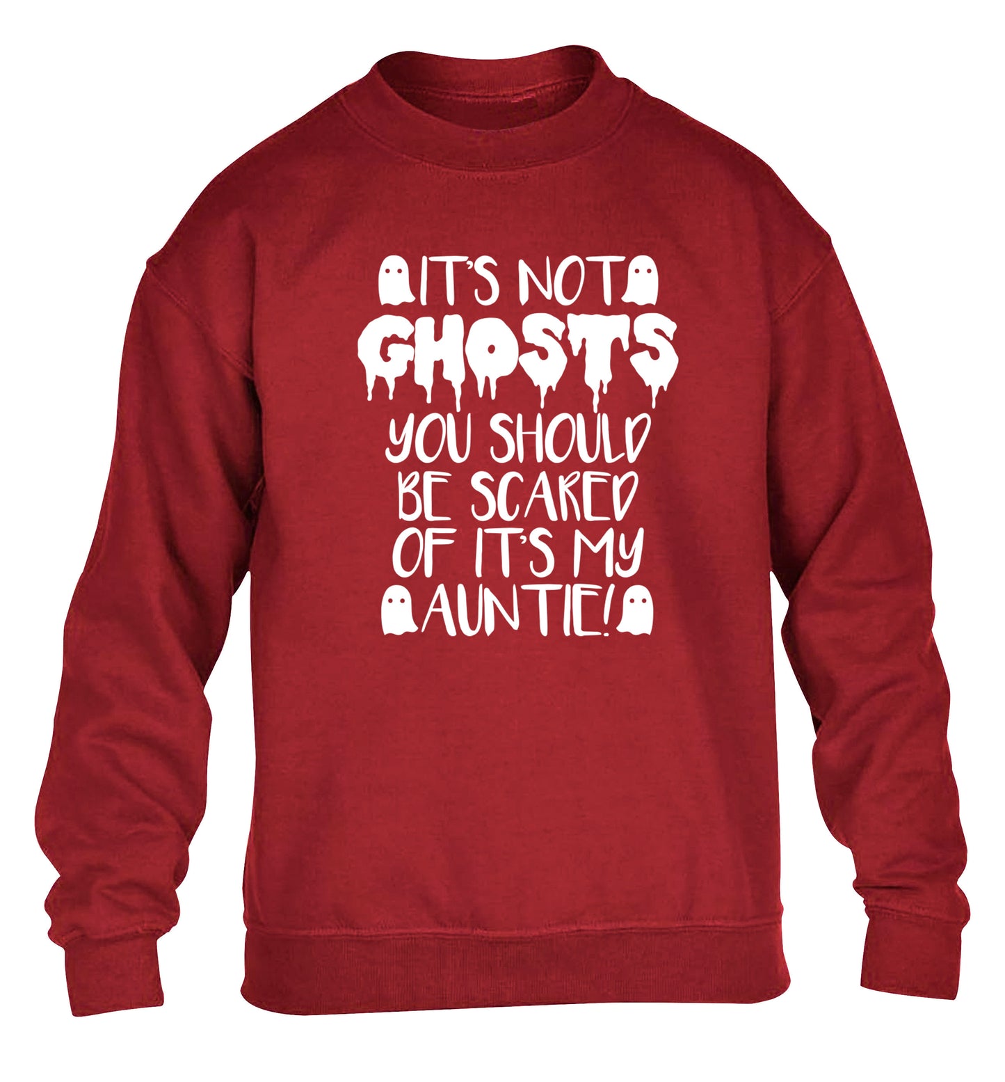 It's not ghosts you should be scared of it's my auntie! children's grey sweater 12-14 Years