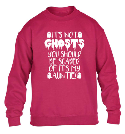 It's not ghosts you should be scared of it's my auntie! children's pink sweater 12-14 Years