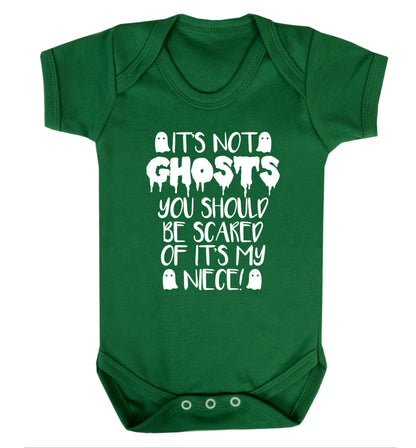 It's not ghosts you should be scared of it's my niece! Baby Vest green 18-24 months