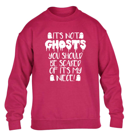 It's not ghosts you should be scared of it's my niece! children's pink sweater 12-14 Years