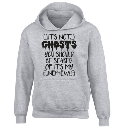 It's not ghosts you should be scared of it's my nephew! children's grey hoodie 12-14 Years