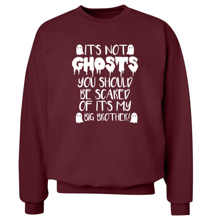 It's not ghosts you should be scared of it's my big sister! Adult's unisex maroon Sweater 2XL