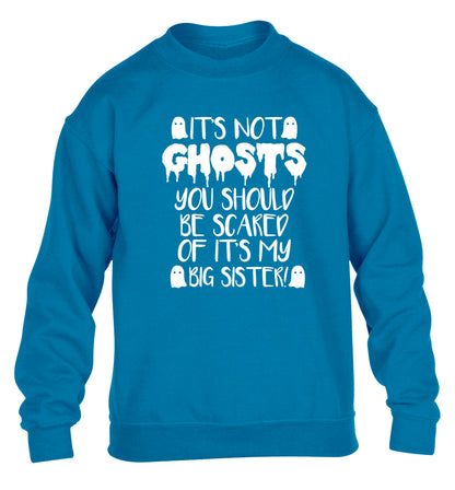 It's not ghosts you should be scared of it's my big brother! children's blue sweater 12-14 Years