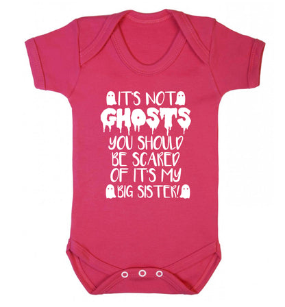 It's not ghosts you should be scared of it's my big brother! Baby Vest dark pink 18-24 months