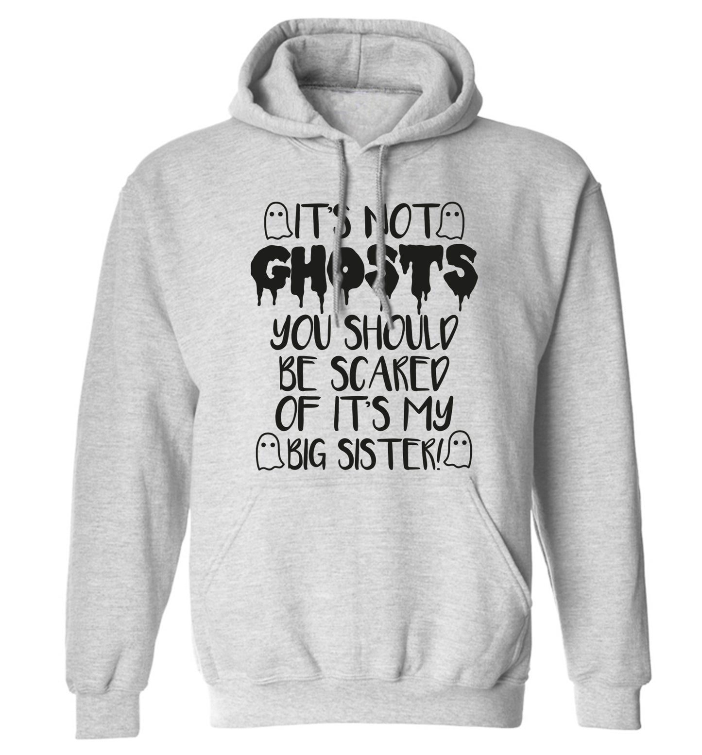 It's not ghosts you should be scared of it's my big brother! adults unisex grey hoodie 2XL