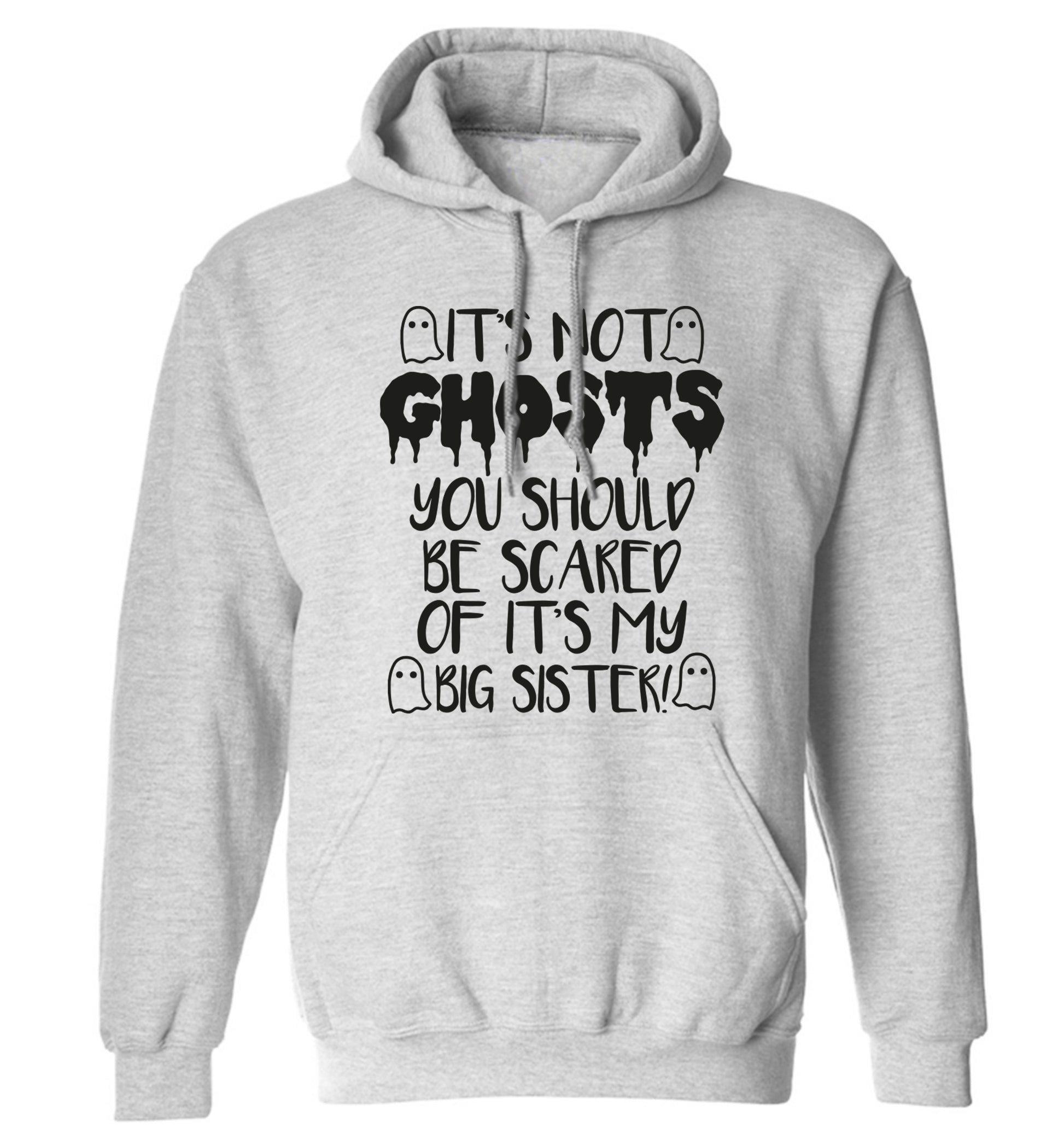 It's not ghosts you should be scared of it's my big brother! adults unisex grey hoodie 2XL