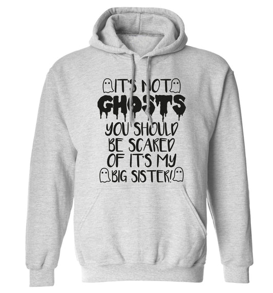 It's not ghosts you should be scared of it's my big brother! adults unisex grey hoodie 2XL