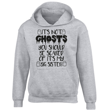 It's not ghosts you should be scared of it's my big brother! children's grey hoodie 12-14 Years