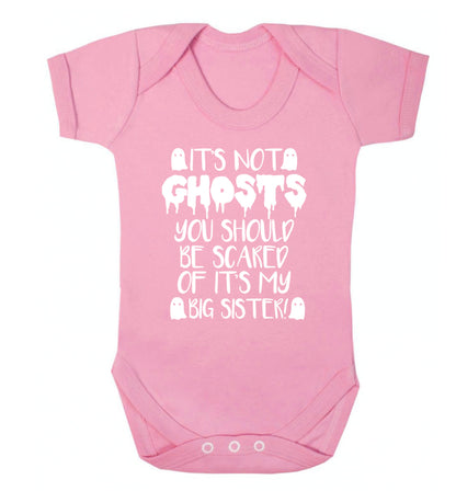 It's not ghosts you should be scared of it's my big brother! Baby Vest pale pink 18-24 months