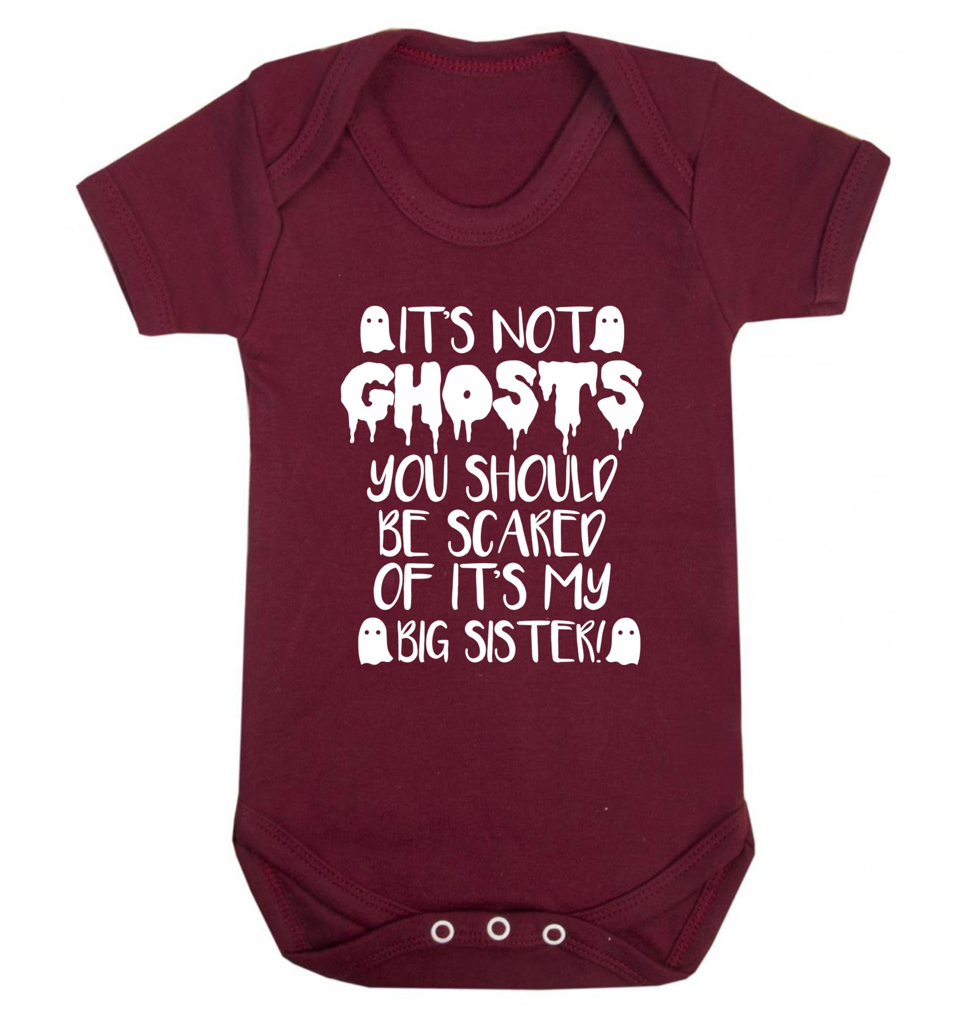 It's not ghosts you should be scared of it's my big brother! Baby Vest maroon 18-24 months