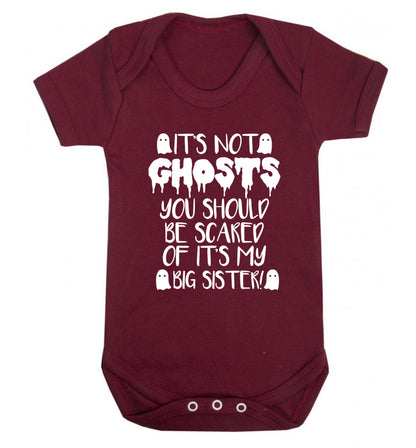 It's not ghosts you should be scared of it's my big brother! Baby Vest maroon 18-24 months