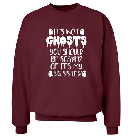 It's not ghosts you should be scared of it's my big brother! Adult's unisex maroon Sweater 2XL