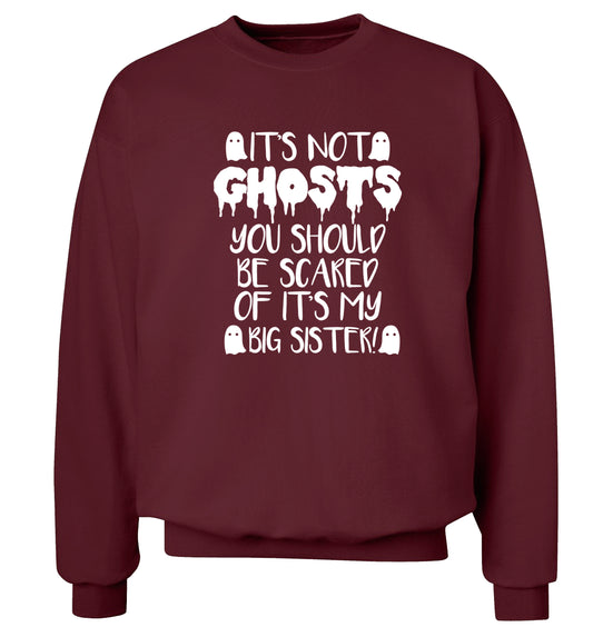 It's not ghosts you should be scared of it's my big brother! Adult's unisex maroon Sweater 2XL