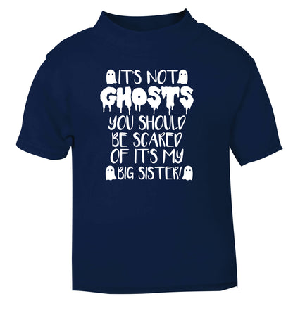 It's not ghosts you should be scared of it's my big brother! navy Baby Toddler Tshirt 2 Years