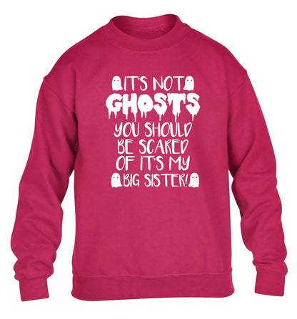 It's not ghosts you should be scared of it's my big brother! children's pink sweater 12-14 Years