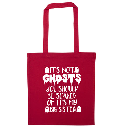 It's not ghosts you should be scared of it's my big brother! red tote bag