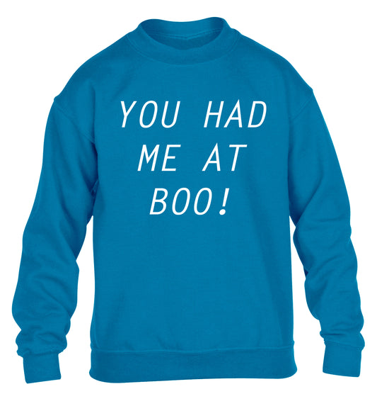 You had me at boo! children's blue sweater 12-14 Years