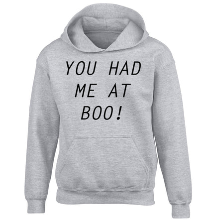 You had me at boo! children's grey hoodie 12-14 Years