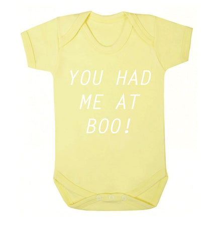 You had me at boo! Baby Vest pale yellow 18-24 months