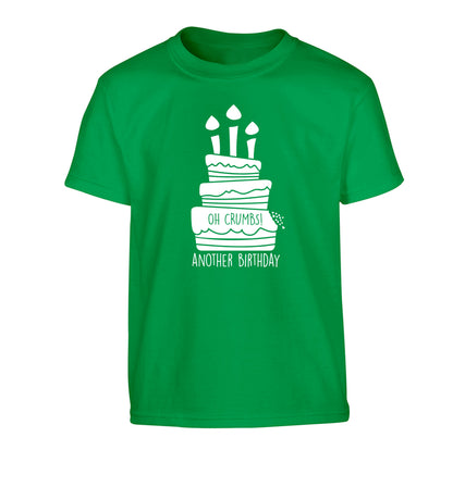 Oh crumbs another birthday! Children's green Tshirt 12-14 Years