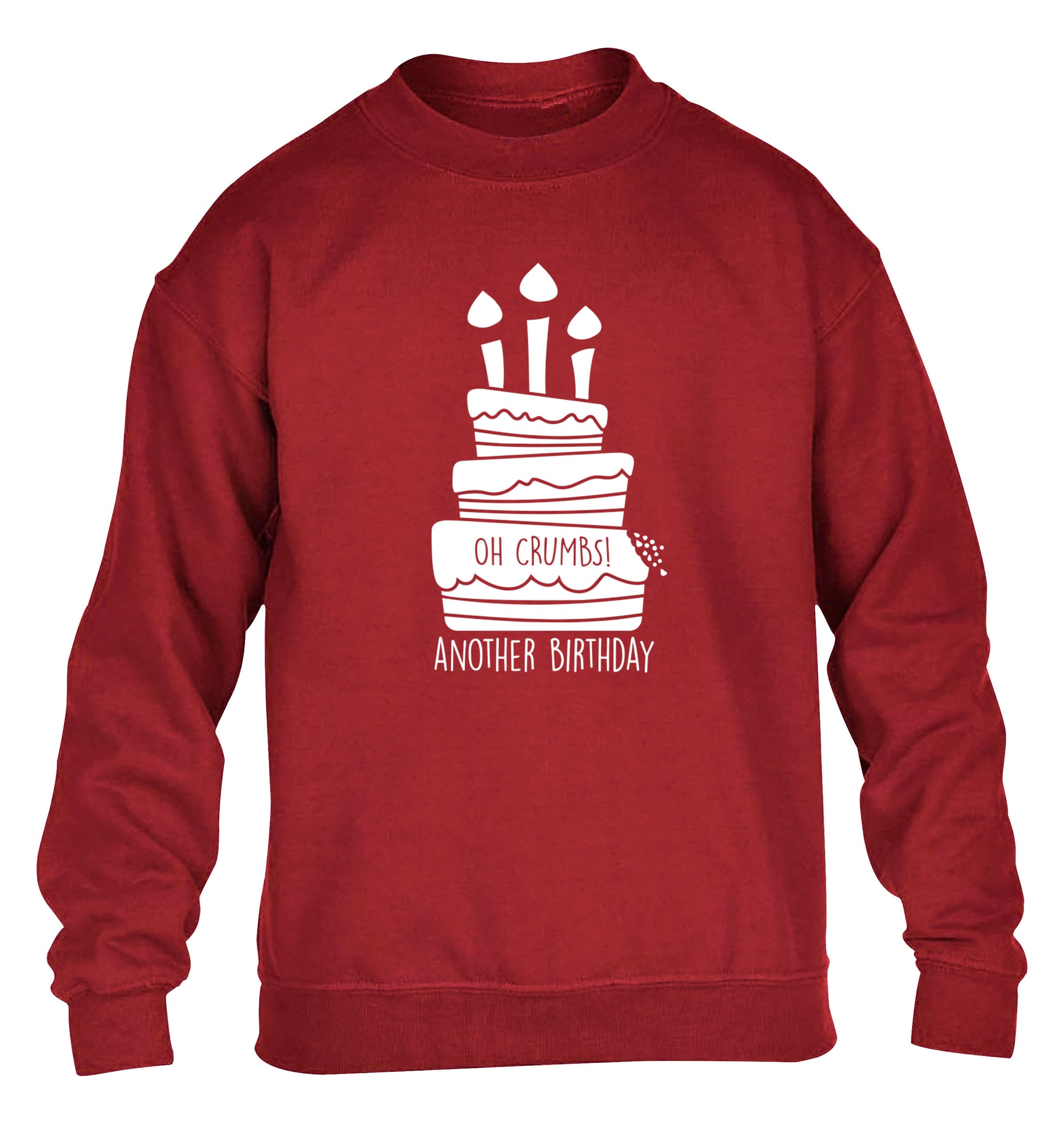 Oh crumbs another birthday! children's grey sweater 12-14 Years