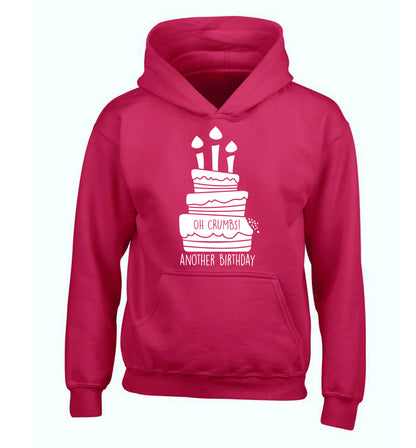 Oh crumbs another birthday! children's pink hoodie 12-14 Years