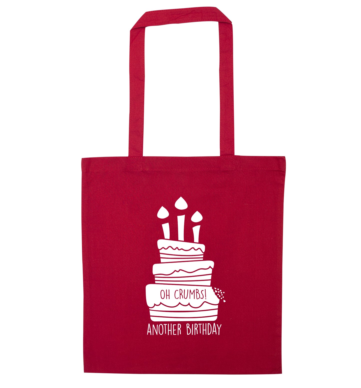 Oh crumbs another birthday! red tote bag
