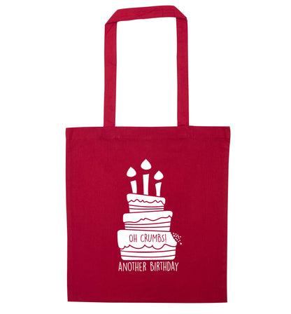 Oh crumbs another birthday! red tote bag