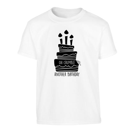 Oh crumbs another birthday! Children's white Tshirt 12-14 Years