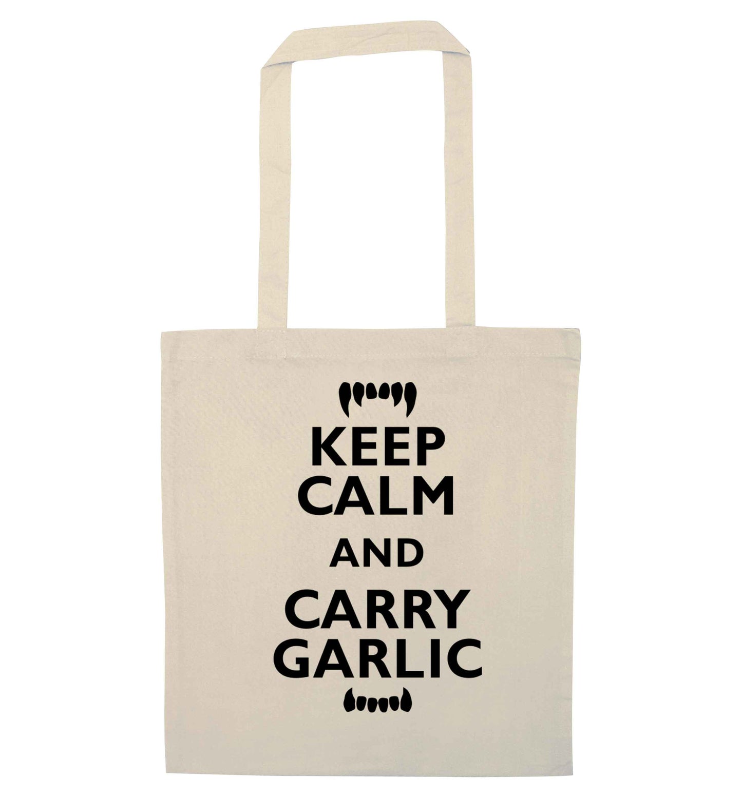 Keep calm and carry garlic natural tote bag