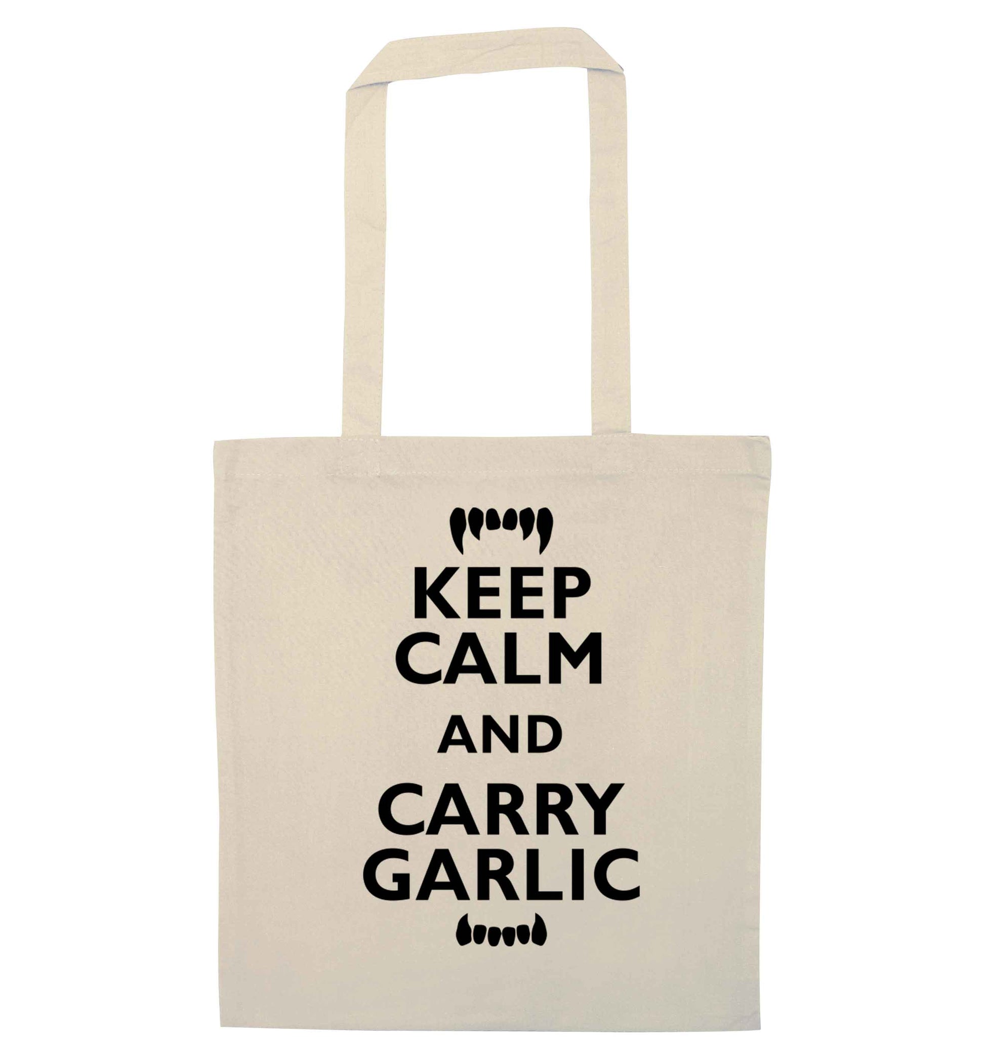 Keep calm and carry garlic natural tote bag