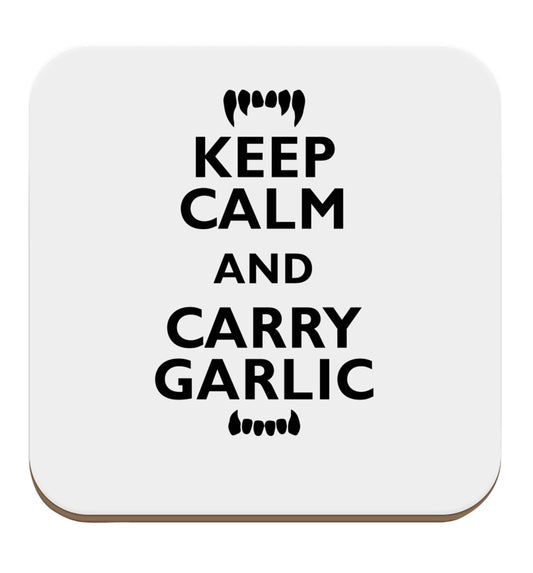 Keep calm and carry garlic set of four coasters