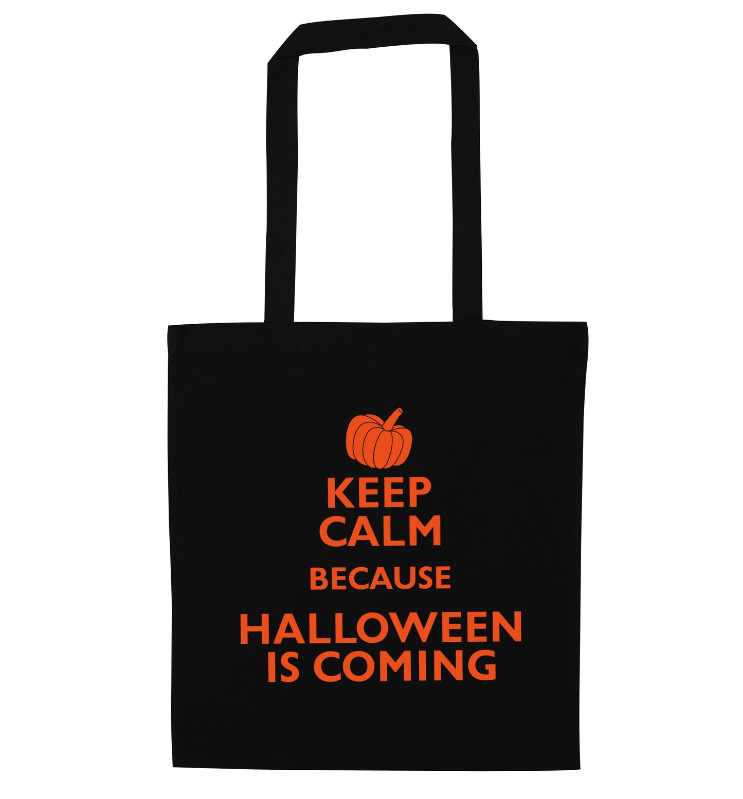 Keep calm because halloween is coming black tote bag